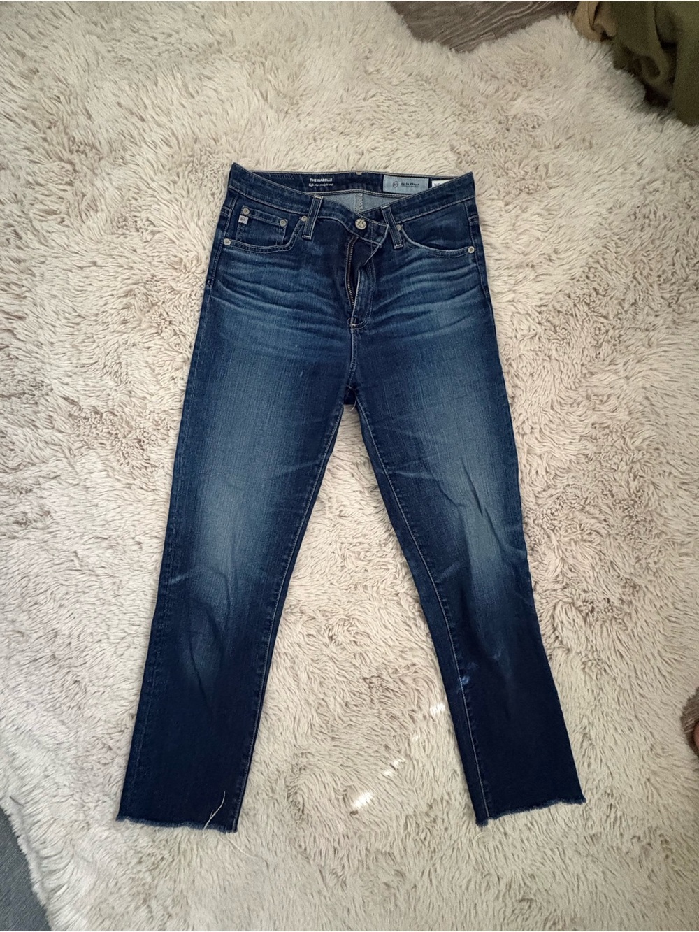 AG Adriano Goldschmied Dark Blue Cropped Straight Jeans